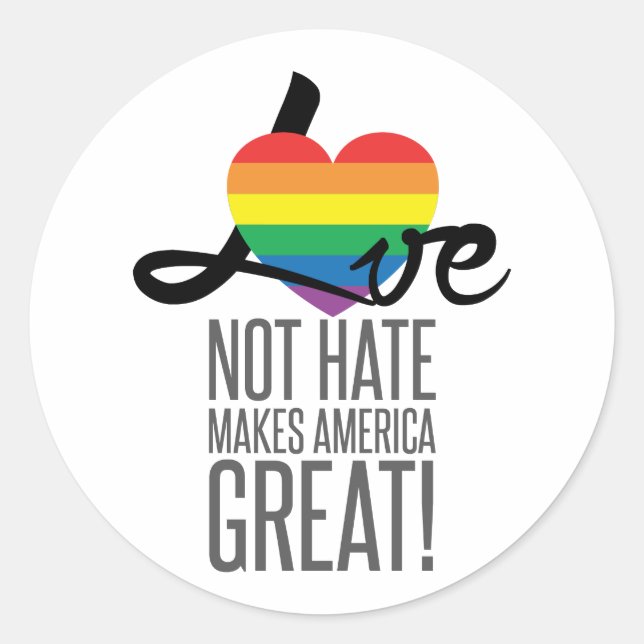 Love Not Hate (Rainbow) Sticker (Front)