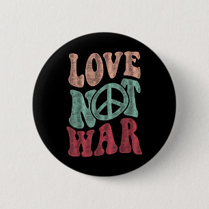 Love Not War Groovy Peace Sign 6 Cm Round Badge