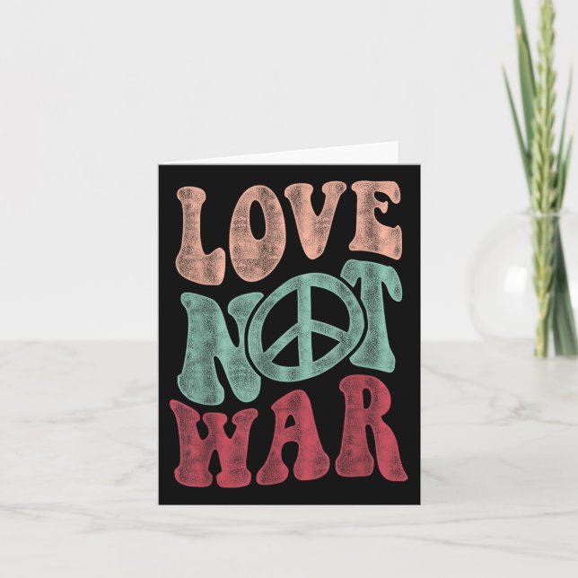 Love Not War Groovy Peace Sign  Card (Front)