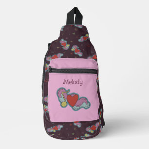 Love Note: Doodle Heart Music Lovers Name Pink Sling Bag