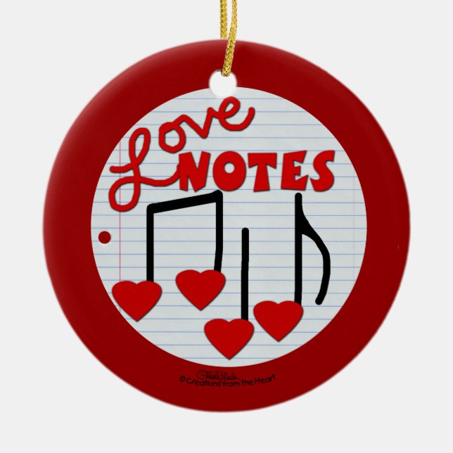 Love Note musical Ceramic Tree Decoration (Front)