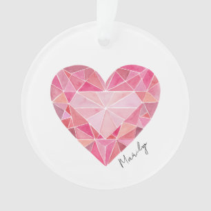 Love Note Pink Diamond Heart Gem Chic NAME Ornament