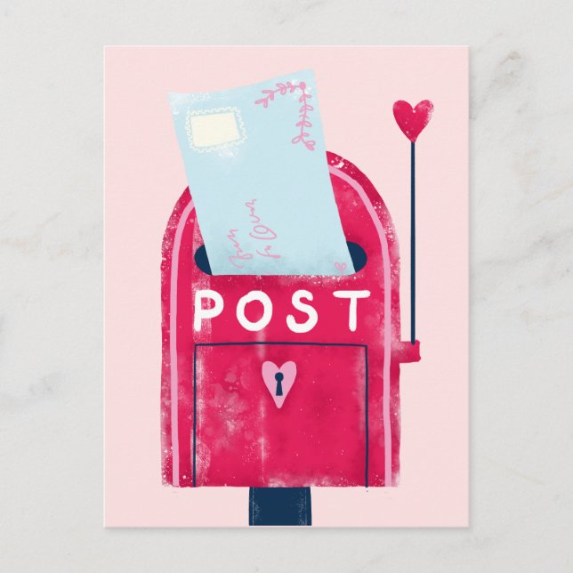 Love Note Postbox Postcard (Front)
