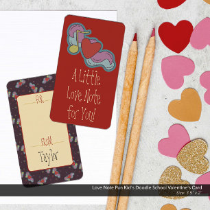 Love Note Pun Kid's Doodle School Valentine's Card