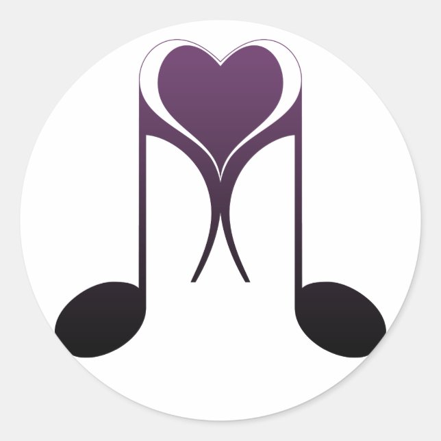 love notes : 8th note : classic round sticker (Front)