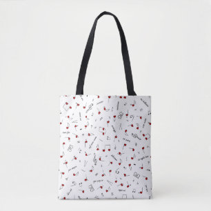 Love Notes Red Heart Music Notation Tote Bag