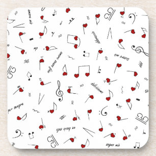 Love Notes Red Hearts Music Notation Coaster