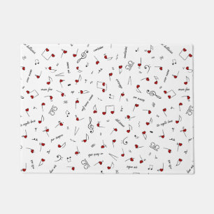 Love Notes Red Hearts Music Notation Doormat