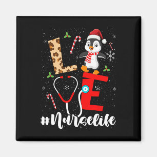 Love Nurse Christmas Penguin Nurses Xmas Scrub Wom Magnet