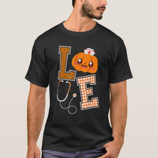 Love Nurse Halloween Pumpkin Fall Nurses Costume W T-Shirt