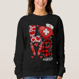 Love Nurse Heart Valentine Day Nursing Medical Buf Sweatshirt