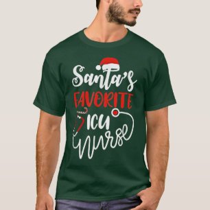 Love Nurse ICU Nurse Santa Claus With Candy Cane N T-Shirt
