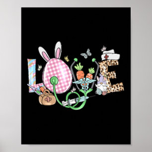 Love Nurse Leopard Easter Day For Nurses And Easte Poster