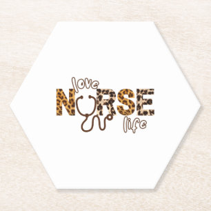 Love Nurse Life Cheetah 3 Paper Coaster