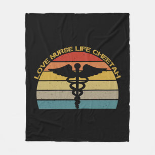 Love Nurse Life Cheetah Fleece Blanket