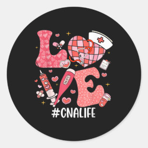Love Nurse Life Cna Life Disco Heart Nurse Week Classic Round Sticker