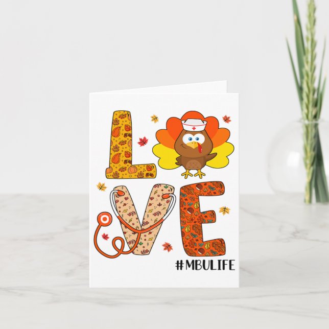 Love Nurse Life Fall Mbu Nurse Turkey Thanksgiving Card (Front)