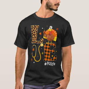 Love Nurse Life Fall PCT Nurse Leopard Plaid Thank T-Shirt