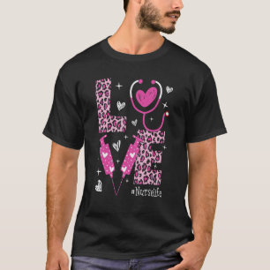 LOVE Nurse Life Leopard Valentine Day Nursing Wome T-Shirt