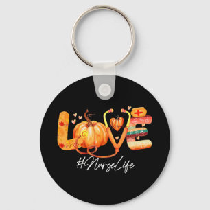 Love Nurse Life Pumpkin Fall Autumn Thanksgiving N Key Ring