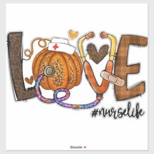 Love Nurse Life Pumpkin Leopard Fall Halloween