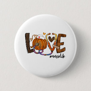 Love Nurse Life Pumpkin Leopard Fall Halloween 6 Cm Round Badge