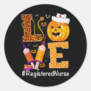 Love Nurse Life Pumpkin Leopard Halloween Register Classic Round Sticker