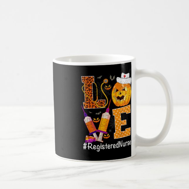 Love Nurse Life Pumpkin Leopard Halloween Register Coffee Mug (Right)