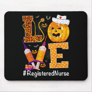 Love Nurse Life Pumpkin Leopard Halloween Register Mouse Pad