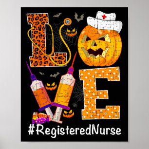 Love Nurse Life Pumpkin Leopard Halloween Register Poster