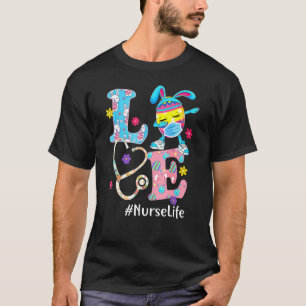 Love Nurse Life Stethoscope Scrub Dabbing Eggs Eas T-Shirt