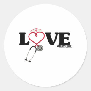 Love Nurse Life Valentines Day Classic Round Sticker