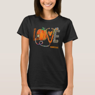 Love Nurse Pumpkin Leopard Fall Halloween Thanksgi T-Shirt