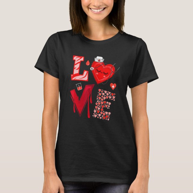 Love Nurse Red Heart Happy Valentine's Day T-Shirt (Front)