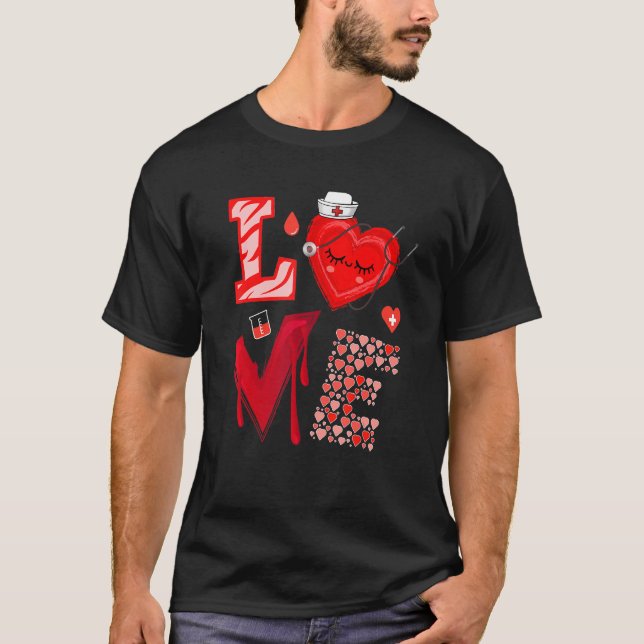 Love Nurse Red Heart Happy Valentine's Day T-Shirt (Front)