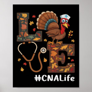 Love Nurse Thanksgiving Cna Certified Nursing Ista Poster