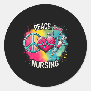 Love Nurse Valentines Day Peace Love Nursing Women Classic Round Sticker