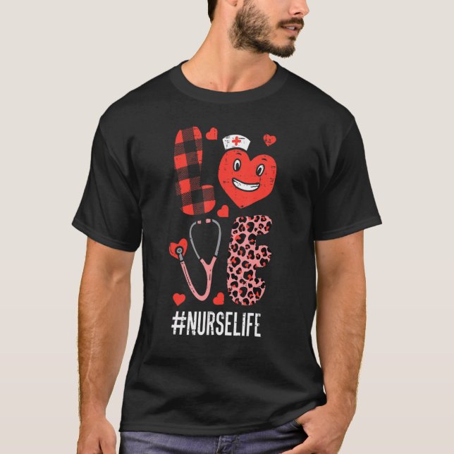 Love Nurse Valentines Day Scrub Valentine Rn Icu E T-Shirt (Front)