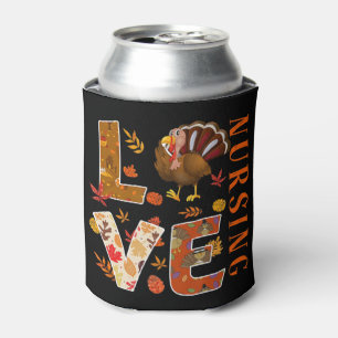 LOVE Nursing Nurse Gifts Turkey Autumn Fall Thanks Can Cooler