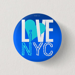 Love NYC Live In NYC Button Blue