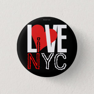 Love NYC Live In NYC Button Red Black