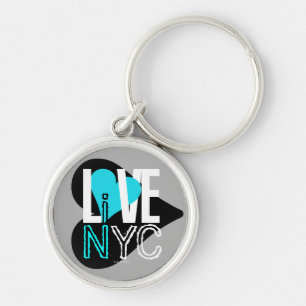 Love NYC Live In NYC Keychain Grey Blue
