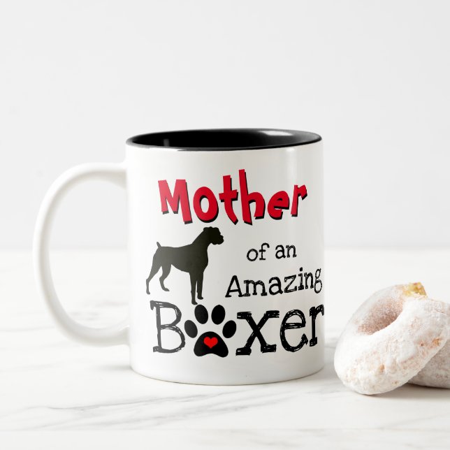 Love of a Boxer Dog - Amazing Boxer Dog Two-Tone Coffee Mug (With Donut)