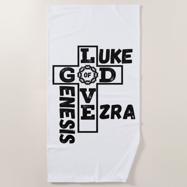 Love Of God Biblical Crossword Beach Towel (Front)