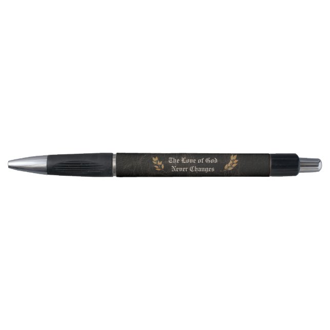 Love of God Never Changes Leather Gold Leaf Pen (Front)