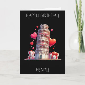 Love of Italy, Leaning Tower of Pisa. Editable Card