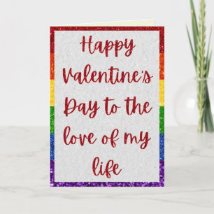 Love Of My Life LGBT Pride Glitter Valentine Card