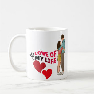 Love of my life, Two Hearts,Red Hearts,Couple Coffee Mug