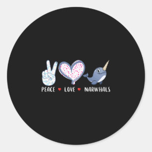 Love of peace narwhale for girls boys children classic round sticker