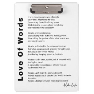 Love Of Words poem poetry wall art poster  Clipboard
